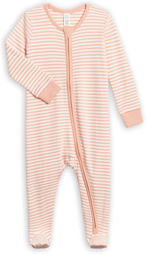 Colored Organics Baby Zip-Up Footed Sleeper with 2-Way Zipper - Newborn Organic Cotton Pajamas