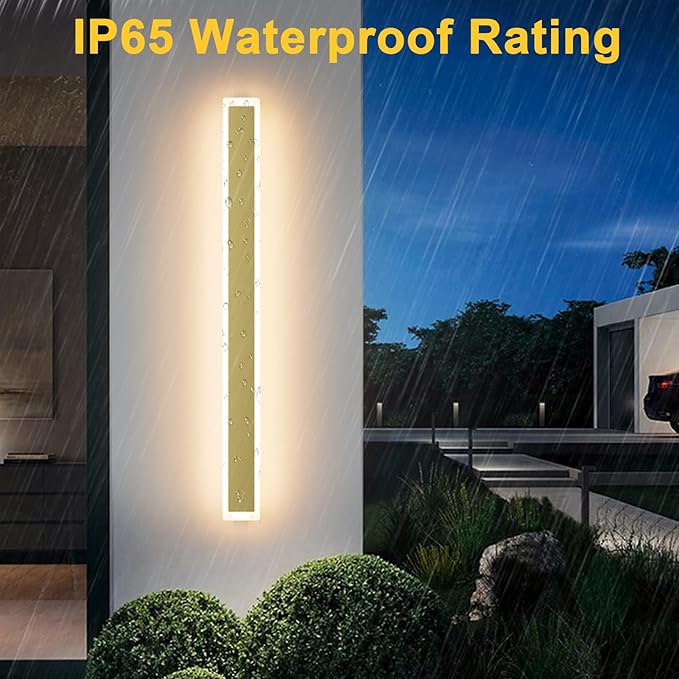 Aipsun Outdoor Wall Sconce 30W LED Modern Porch Patio Wall Light Fixture Gold