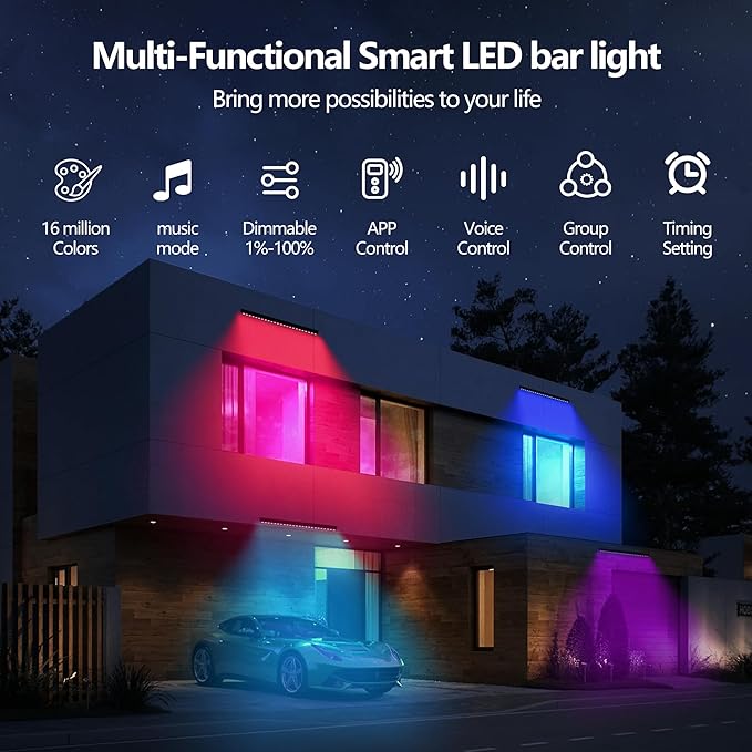 Smart LED Linear Wall Washer Light, 40 Inch Bluetooth Multi-Mount Pendant Light