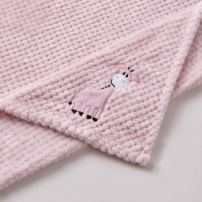 CREVENT 30''X40'' Cute Cozy Fluffy Warm Baby Blanket for Girls Infants Toddlers' Bedding Crib Cot Stroller, Baby Shower Birthday Newborn's Gift Pink- Baby Giraffe