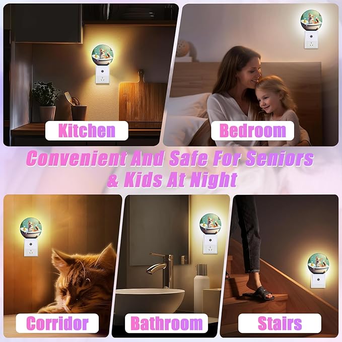 Funny Corgi Bathing Night Light Puppy Lover Night Lights LED Lamp Round Plug