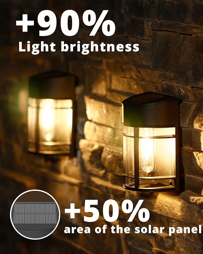 Solar Fence Lights, Upgrade Solar Deck Lights, Waterproof Solar Outdoor Lights