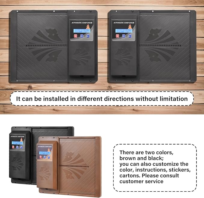 Automatic Chicken Coop Door with Timer Programmable,DoublePower Supply(USB Charging/Battery Holder) Chicken Coop Door with LCD Display Anti-Pinch Protection Weatherproof for Poultry,Black