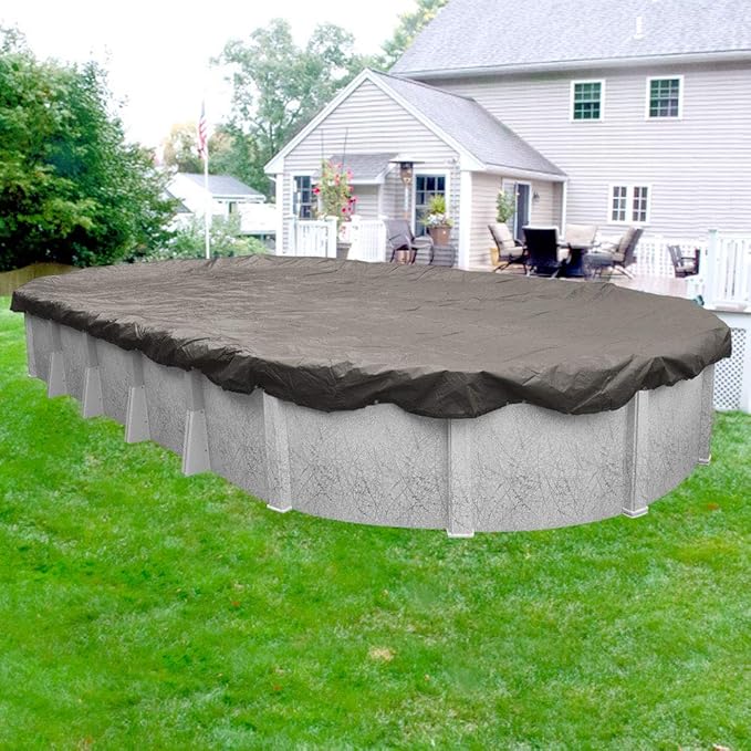 Robelle 21 x 41 ft Extra Heavy Duty Magnesium Winter Oval Pool Cover for Above Ground Pools, 4 ft Overlap (25 x 45 ft Cover Size), Solid 10 x 10 Scrim, 2.91 oz/yd2, 12-Year Warranty, Style: 592141-4