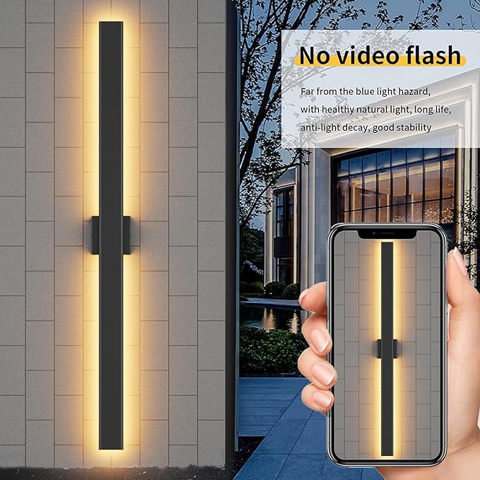 Aipsun Outdoor Lights 2 Packs, Modern Outdoor Wall Light Fixture Long Strip LED