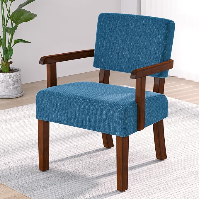Accent Chair with Wood Frame, Arm Chairs Oversize with Soft Seat and Armrests for Living, Dining, Bed, Reading, and Waiting Rooms