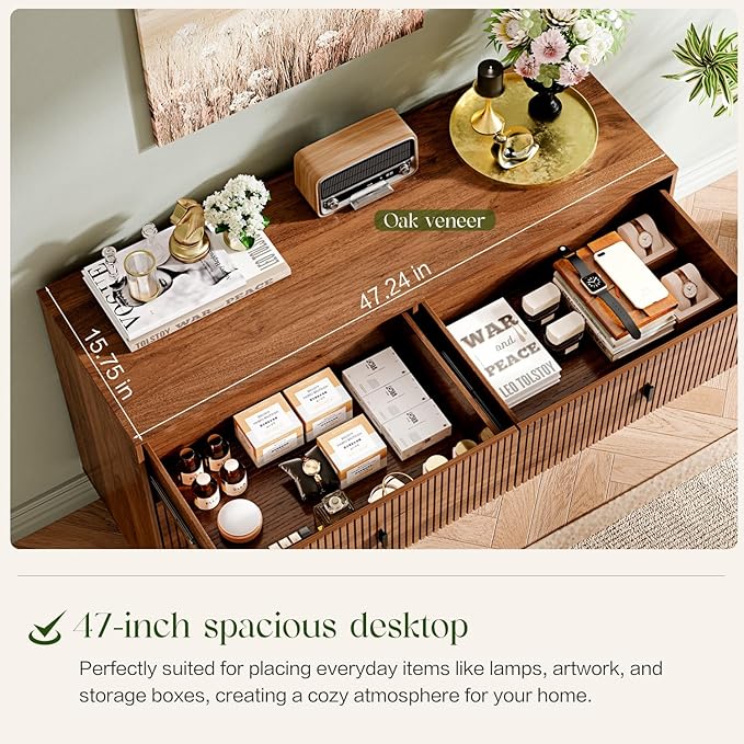 Modern Chest of Drawers with 6 Drawers,Deep Drawers,Clothes Organizer,Large Storage Cabinet for Living Room, Bedroom,Hallway,with Anti-Tipping Device,Brown
