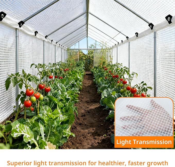 16Mil Clear Greenhouse Tarp, Heavy Duty Clear Tarp with Grommets 6x10FT, Reinforced Poly Transparent Greenhouse Plastic Cover Waterproof UV Resistant for Gardening, Farming, Canopy, Chicken Coop