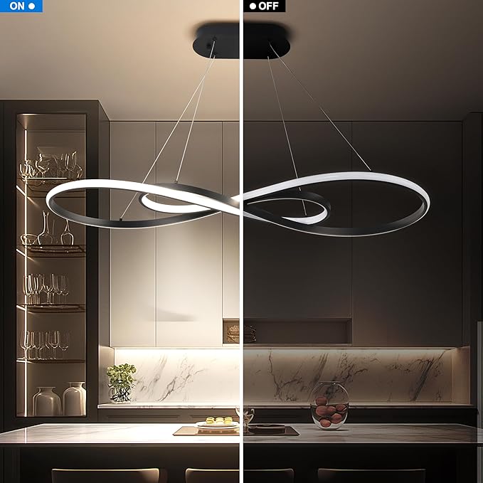 Modern Led Pendant Light, Dimmable Black LED Chandelier