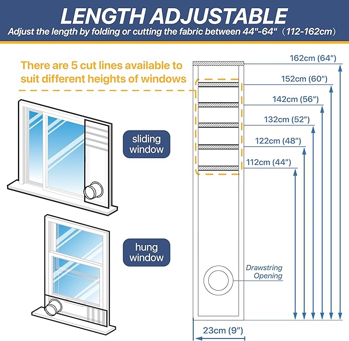 Loviga Portable AC Window Vent Kit, 100% Sealing Portable Air Conditioner Window Kit Seal Kit for AC Unit Clothes Dryer, 9X63 Inch Length Adjustable, Waterproof, No Drilling