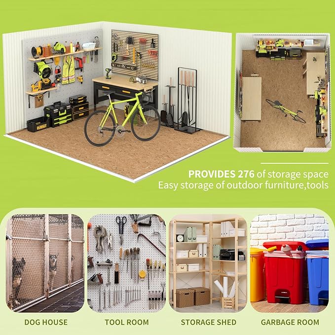 10x14 FT Outdoor Storage Shed,Metal Tool Sheds,Waterproof Outside Storage Shed,Large Storage Building with Lockable Door