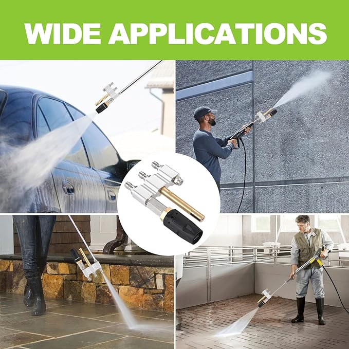 3 in 1 Downstream Soft Wash Chemical Nozzle, M5 Twist Nozzle Shooter Tips, 0-60°Adjustable Spray Pattern, for 1700-6000PSI, 3-7 GPM Pressure Washer, with 1/4 inches Quick Connect