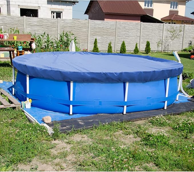 ECOOPTS Round Pool Cover for Above Ground Pools, Swimming Pool Cover Protector Winter Safety Cover (15 ft, Blue)