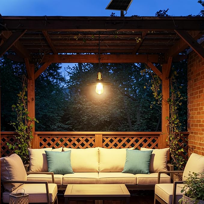 Solar Pendant Light Indoor Outdoor, 1000LM Solar Shed Light IP65 Waterproof