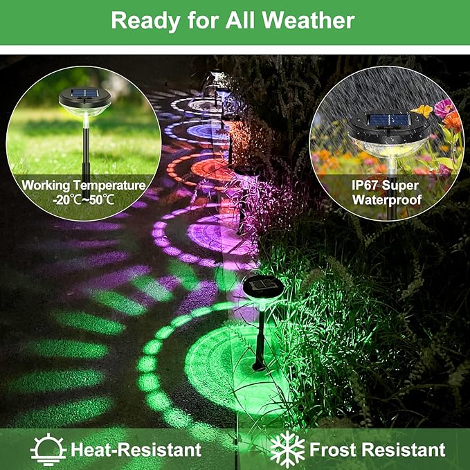 Nupostai 8 Pack Solar Pathway Lights, IP67 Waterproof, Outdoor Garden Yard Lawn