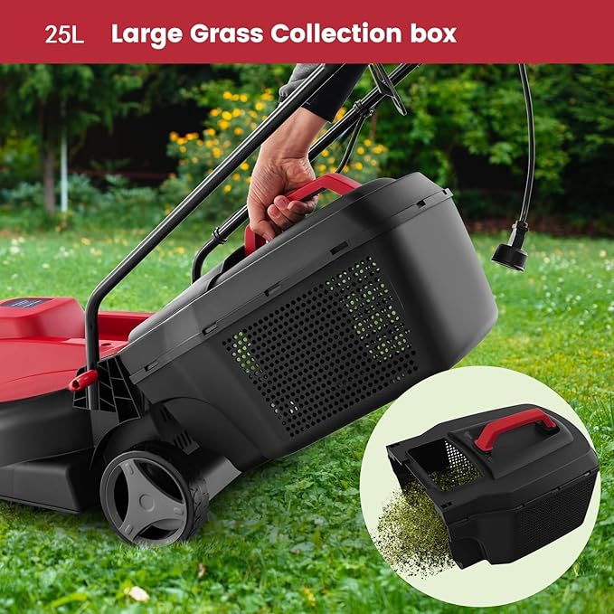 Goplus Electric Lawn Mower, Versatile Corded Lawn Mower with Grass Collection Box, 10 AMP Motor, 13" Cutting Deck, 3 Adjustable Cutting Positions, Walk-Behind Small Lawnmower for Garden Farm Yard