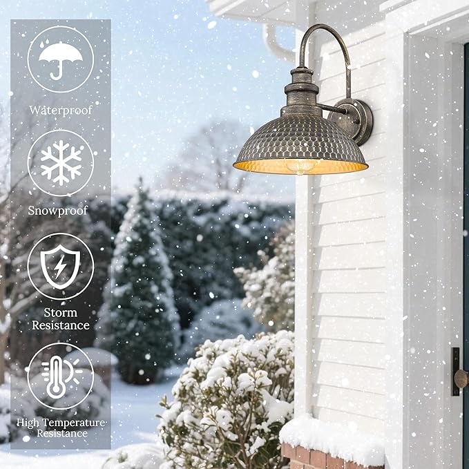 Casia Farmhouse Barn Lights, Rustic Outside Wall Sconce, Exterior Outdoor