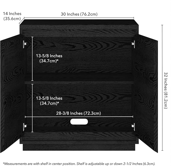 Henn&Hart Presque Accent Cabinet, 30" Wide, Black