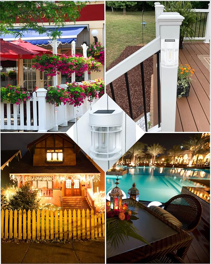 Solar Fence Lights, 8 Pack Deck Light Solar Powered, Waterproof Solar Outdoor