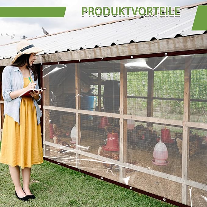 Clear Tarp Waterproof with Grommets 10x10-2Piece,Heavy Duty PVC Vinyl Tarps Cover,Transparent Tarpaulin Large (Small) for Outdoor/Camping/Plant/Garden/Chicken Coop/Cat Litter