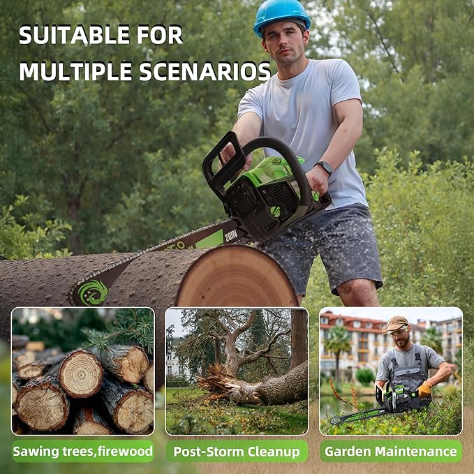 58CC Gas chainsaw ,20&18 Inch 2-Stroke Gasoline Gas Powered Chainsaws for Cutting Wood Tree Outdoor Garden Farm Home