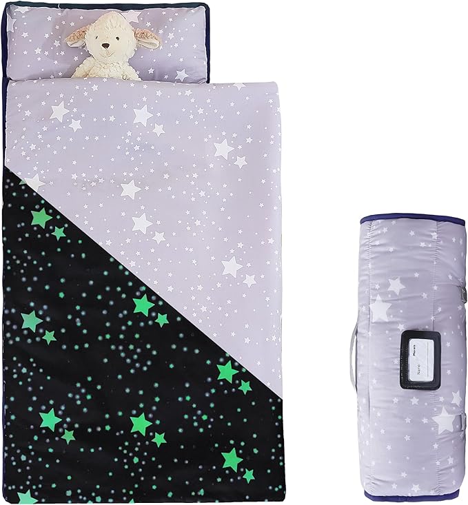 MORAIS Toddler Nap Mat with Pillow and Blanket, 52" x 20" Lightweight and Soft Nap Mat for Preschool, Daycare, Travel Sleeping Bags
