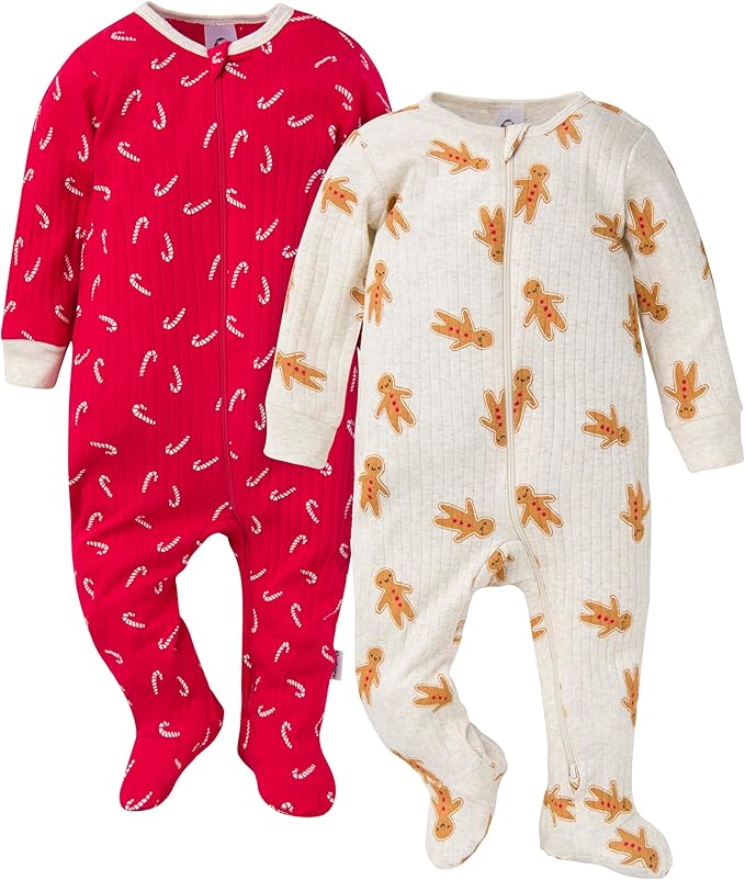 Gerber baby-girls Baby Unisex 2-pack 2-way Zip Textured Sleep 'N Play