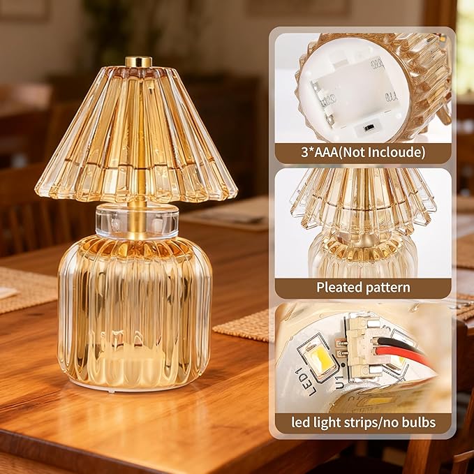 Battery Operated Lamp with Auto-Off Timer, Cordless Table Night Light