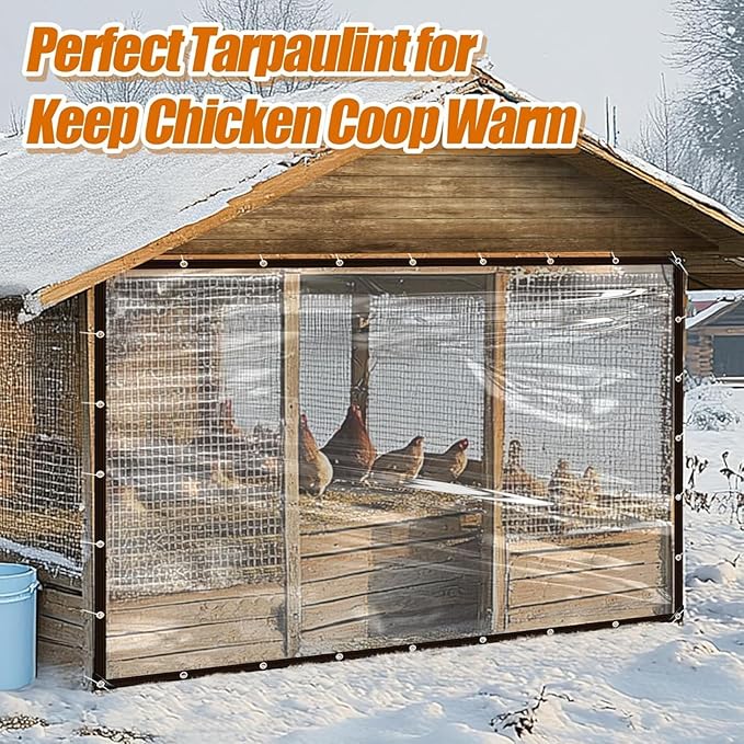 Clear tarp, tarp Waterproof, Outdoor tarps, for Outdoor Garden Cover, Covering Chicken coop, Porch, Tent, Camping Plant (8.2X9.8FT)
