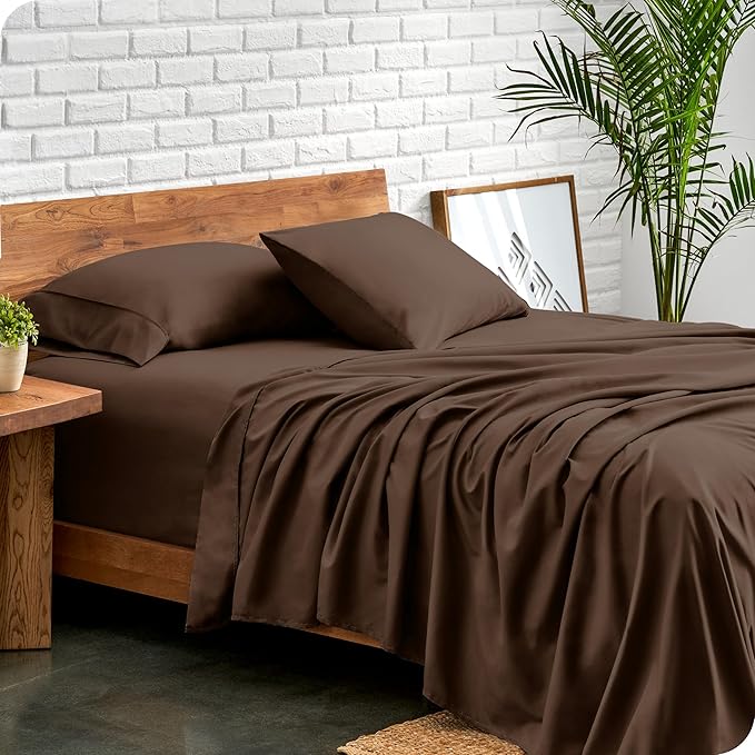 Bare Home Twin XL Sheet Set - College Dorm Size - Luxury 1800 Ultra-Soft Microfiber Twin Extra Long Bed Sheets - Deep Pockets - Easy Fit - Extra Soft - 3 Piece Set - Bed Sheets (Twin XL, Cocoa)