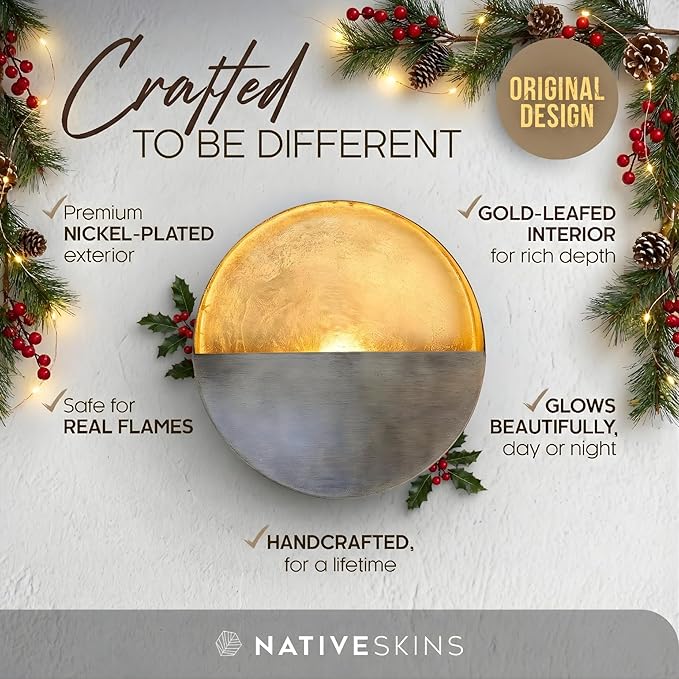 NativeSkins Eclipse Metal Wall Candle Sconces Set of Two Wall Candle Holders