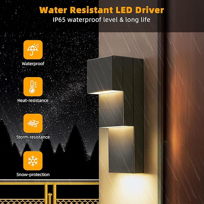 tewei Modern LED Outdoor Wall Sconce 30W Exterior Lighting Fixtures, Warm White