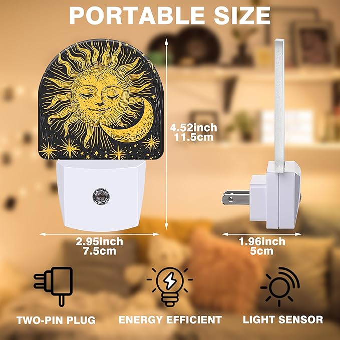 Night Lights Plug into Wall Boho Moon Sun Star Night Light Dusk to Dawn Smart
