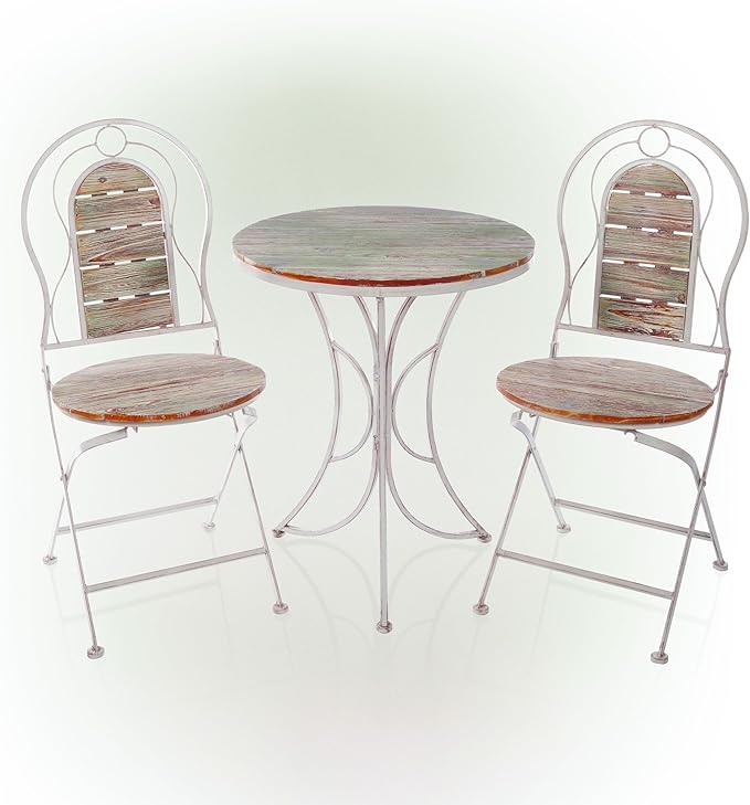 Alpine Corporation Green Weathered Wood Bistro Set, 3-Piece