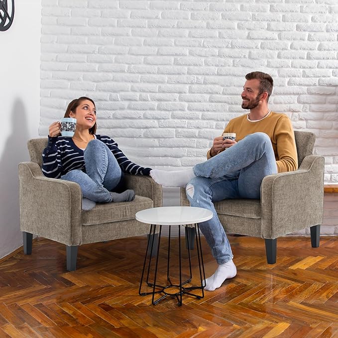 VINGLI Accent Chair for Living Room Chairs Light Brown Reading Chair for Bedroom Scooped Arm Chair Mid Century Modern Accent Chairs Upholstered Comfy Chair for Apartment, Waiting Room