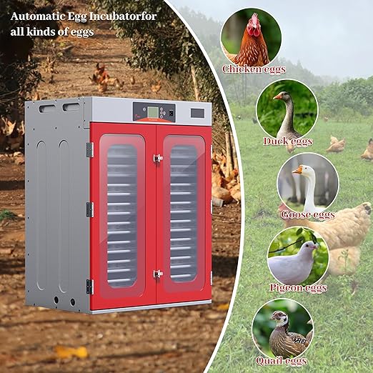 1000 Egg Cabinet Incubator, Automatic Digital Poultry Hatcher with Temperature & Humidity Control – Commercial Large Capacity Egg Turning System for Chicken, Duck, Quail Eggs