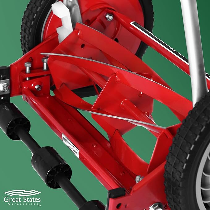 Great States 304-14 14-Inch 5-Blade Push Reel Lawn Mower, Red