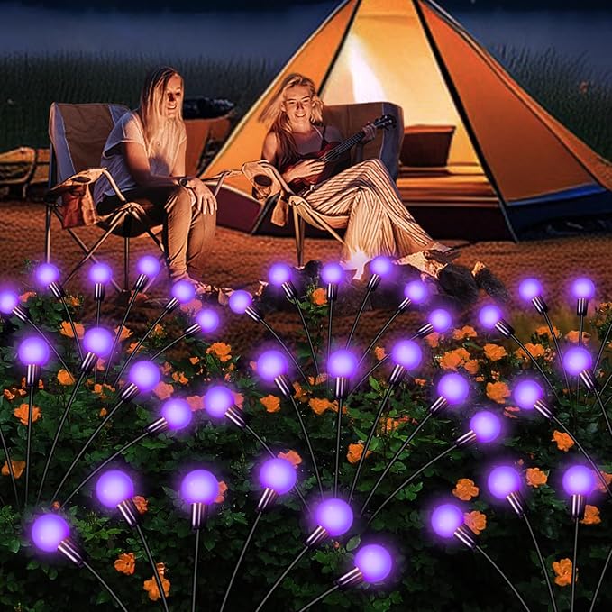 Solar Garden Lights Outdoor, Waterproof Solar Powered Lights for Yard Pathway Patio, Swaying Lawn Decor as Gardening Gifts for Women Holiday (Purple, 6 Pack 36 LED)