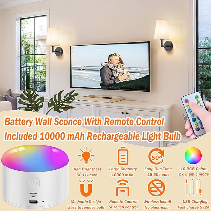 Wall Sconce Battery Operated Wall Light Fixure