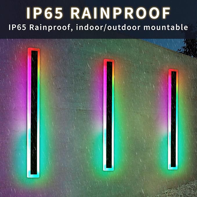Mikeru Modern Outdoor Light Fixture, 57inch Modern RGB Outdoor Wall Light