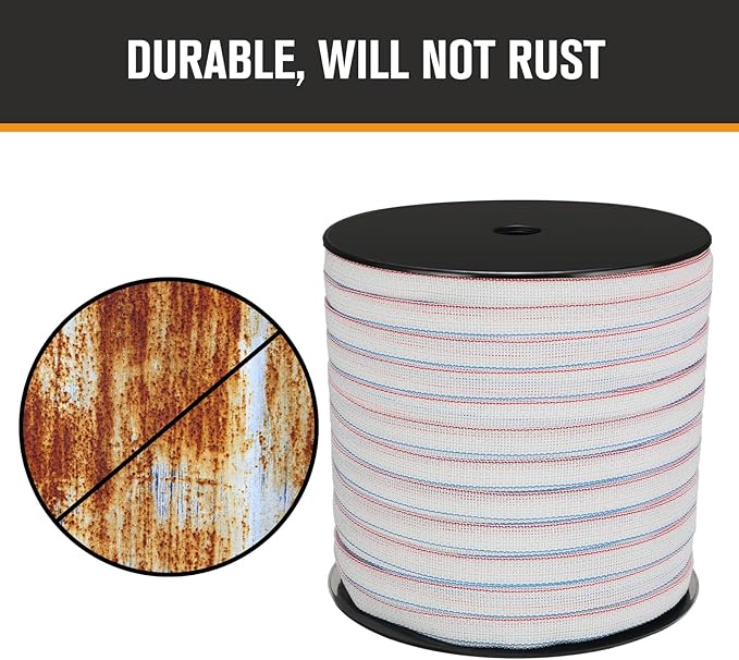 1 Roll 1 Inch x 2000 ft Electric Fence Tape for Livestock Polytape Fencing Horse Fence with High Visibility