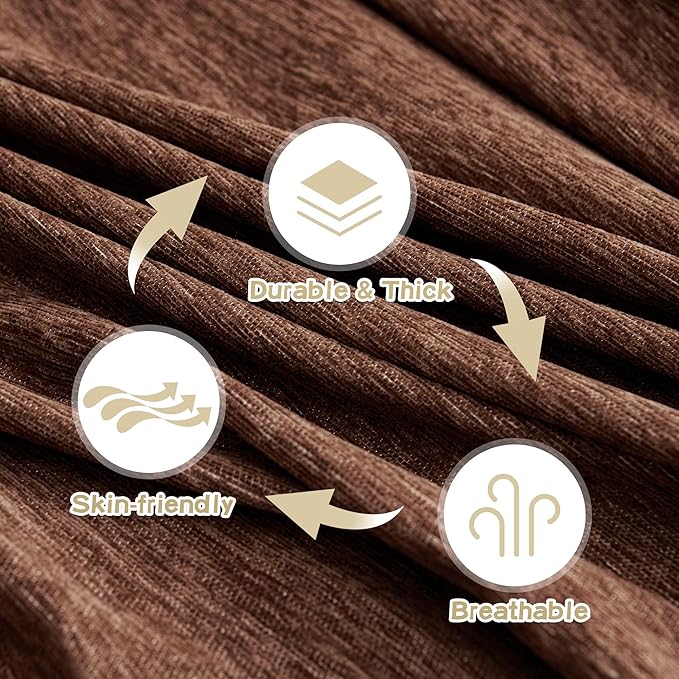 MYSKY HOME Chair Couch Covers Sectional Couch Covers for Pet Sofa Covers Non Slip Soft Couch Sofa Cover, Washable Furniture Protector Sofa Slipcover with Tassel Sofa Throws, 71"x91", Chocolate