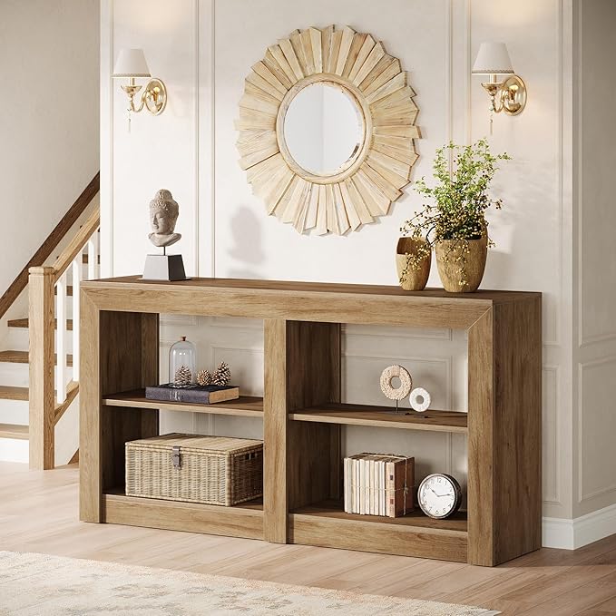 Tribesigns Farmhouse Console Table, Hallway Table for Entryway, Wood Console Behind Couch for Living Room, Hallway, Foyer, Oak