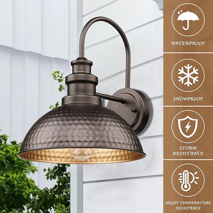 Casia Outdoor Barn Light, 11.4 Inch Farmhouse Exterior Vintage Wall Mount