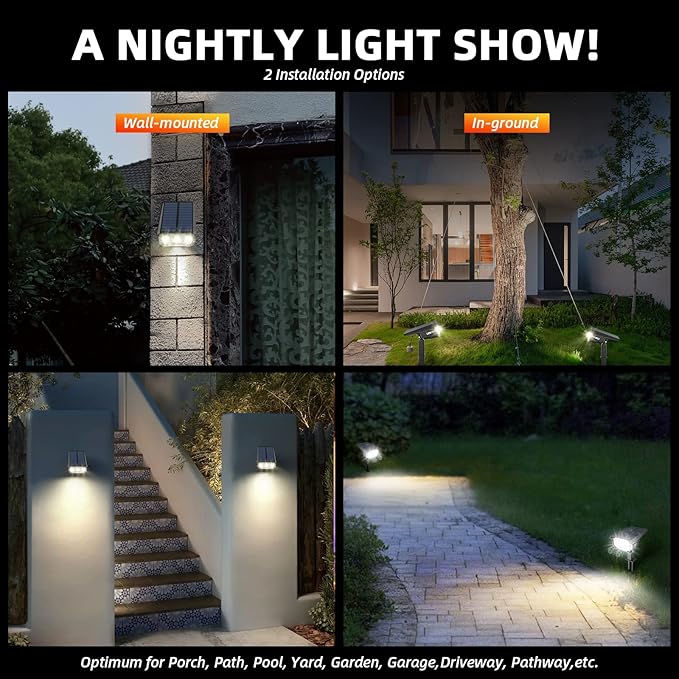 Solar Spot Lights Outdoor, 40 LEDs Solar Outdoor Waterproof Landscape Lights