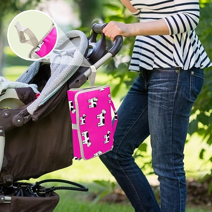 Cows Portable Changing Pad with Built-in Pillow, Waterproof Foldable Baby Diaper Changing Pads, Diaper Mat for Boys and Girls