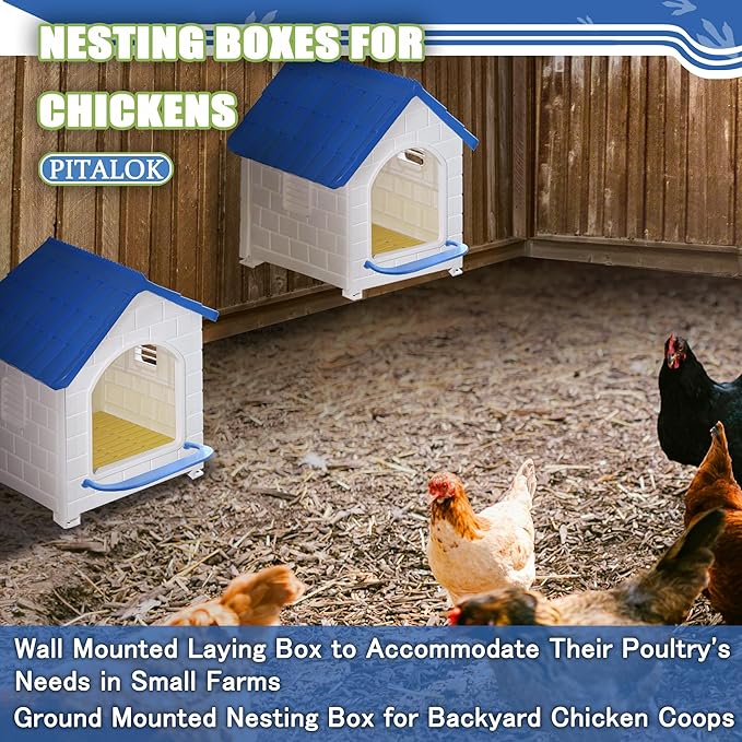 Chicken Nesting Box for Laying Eggs 1/2/3 Pack Large Easy to Assemble Hen Plastic Nesting Box with Washable Nesting Pad for Chicken Coop Wall or Ground Mounted (1 Pack)