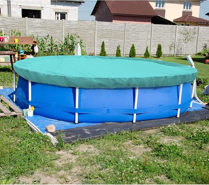 ECOOPTS 8 ft Round Pool Cover for Above Ground Pools, Swimming Pool Cover Protector Winter Safety Cover (Turquoise)