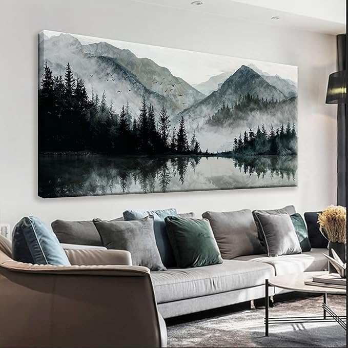 Modern Wall Art Natural Home Wall Decorations Canvas Art Wall Decor Prints Mountain Lake View Landscape Large Wall Art For Living Room Bedroom Kitchen Office Artwork Decor 29"×58"