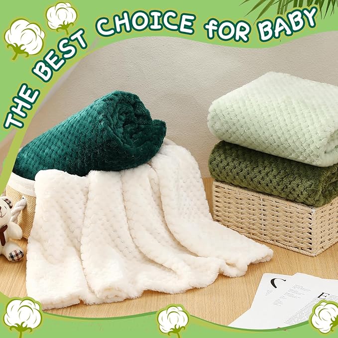 Frienda 4 Pcs Baby Fuzzy Blanket Fluffy Baby Blanket for Boys Girls Soft Warm Infant Newborn Toddler Receiving Nursery Bed Supplies, 32 x 24 Inch(Green Color)